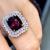 2万多亏本卖 钻石戒指AIGS大证书 鸽血红色尖晶石 稀有6克拉 无烧