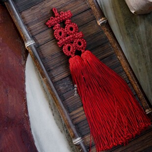 传统囍字绳结配回笼须 手工编织传统工艺扇坠中国结十八子配饰