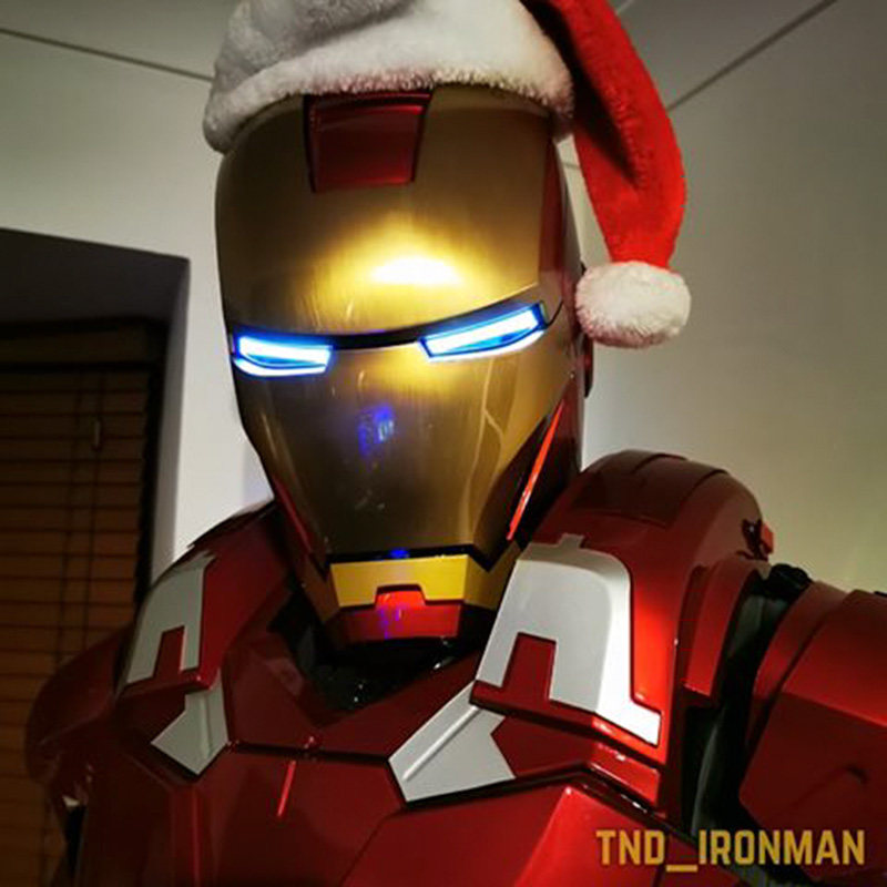 mk7战损英文版钢铁侠1比1头盔真人佩戴可动玩具 情人节礼品送男