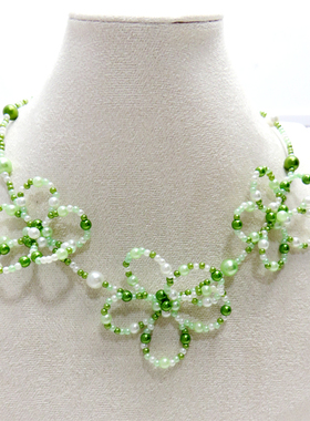 ins风儿童可爱蝴蝶结项链春夏小女孩颈链锁骨链女童手工串珠配饰