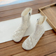 文艺棉麻编织蕾丝凉鞋 女凉靴仙女风网鞋 拉链镂空短靴 新款 2025夏季