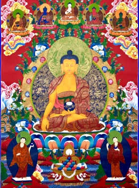 1.5米高巨幅矿彩手绘佛卡意境观想彩唐卡藏传装饰挂画释迦摩尼