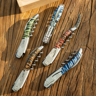 猛犸象牙陨铁！法国拉吉奥乐酒刀Laguiole纯手工大马士革钢海马刀