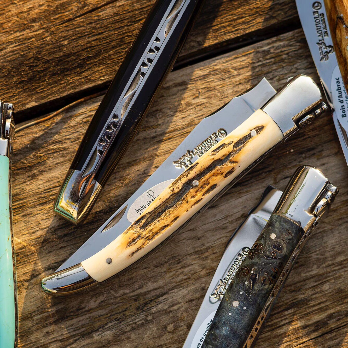 法国手工制拉吉奥乐折叠刀laguiole en aubrac牛角骨象牙羊角木质