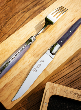 紫色骆驼骨法国拉吉奥乐刀叉Laguiole en Aubrac牛排西餐餐刀餐叉