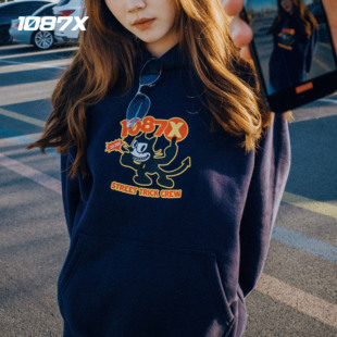 1087X溜溜哥同款秋冬新款恶搞菲利克斯猫宽松美式套头连帽卫衣