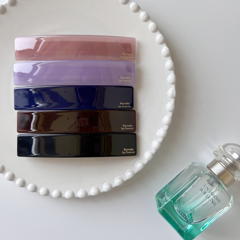 韩国进口冷淡风长方形弹簧夹甜美果冻色樱花粉顶夹后脑勺发夹发饰