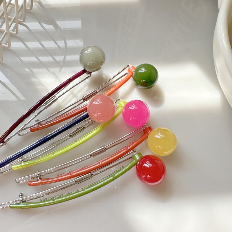 发夹可爱减龄糖果色圆球横夹韩国进口ins爆款后脑勺盘大号发饰女