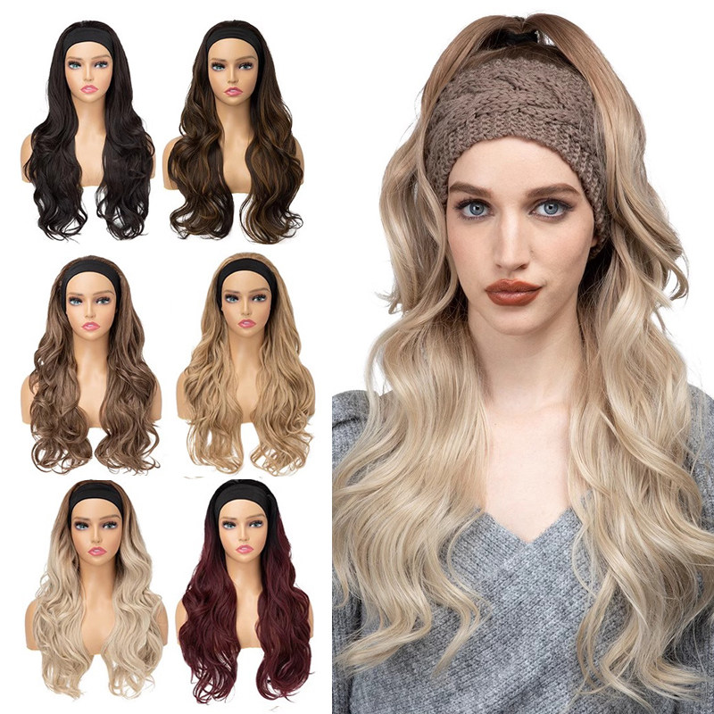 欧美假发女发带长卷发半头套假发法式大波浪卷发Curly hair wigs