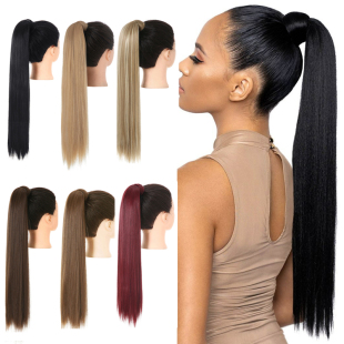 欧美假发女魔术贴缠绕式长直发假发马尾辫隐形高马尾Ponytail wig