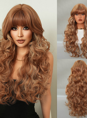 芭莎粉金色假发女法式大波浪卷发长发全头套Lolita萝莉长卷发wigs