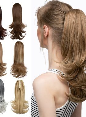 欧美假发女抓夹发尾外翘马尾辫子蓬松长卷发高马尾假发ponytails