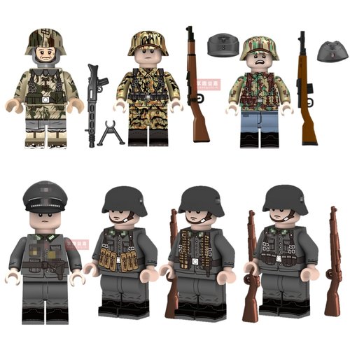 二战军事德士兵步兵伞兵积木人