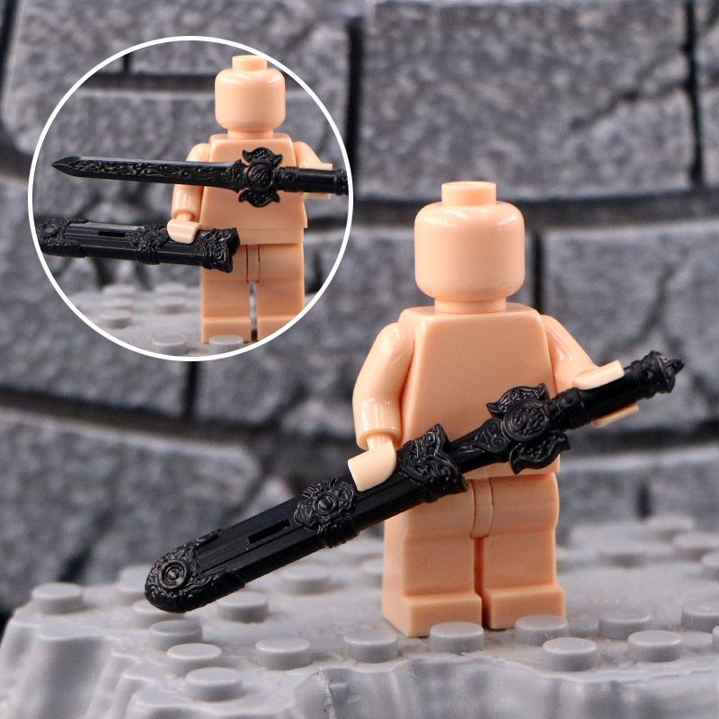 古代国风积木人仔中古武器大刀叉长戟冷兵器长剑长矛士兵配件MOC