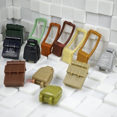 军事战术背包兼容积木人仔穿戴武器配件小颗粒行军包斜挎包书包