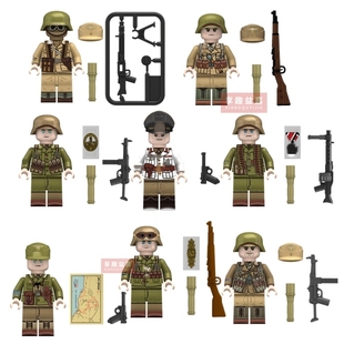 北非军团德士兵军事男孩子警察第三方拼装 620 积木人仔玩具N617