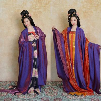 青泠谷紫色浮光跃金大袖衫黑色齐胸晚唐齐胸三涧裙