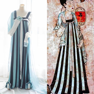 青泠谷原创汉服宫苑仕女图圆领衫子48破裙复原现货