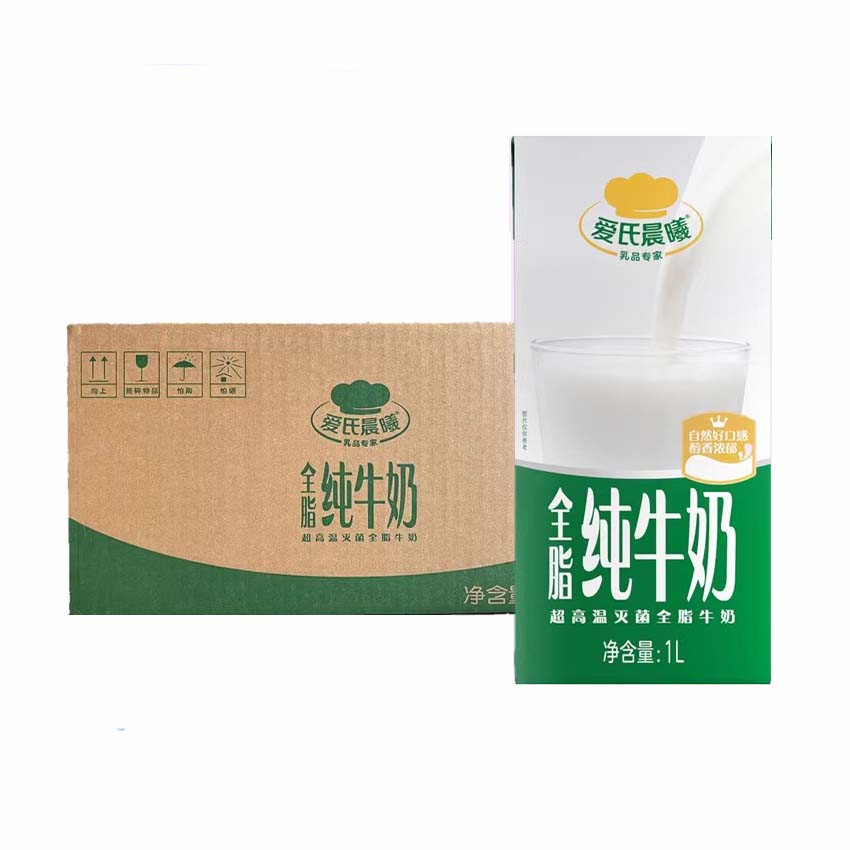 【蒙牛爱氏晨曦全脂牛奶1L*12】整箱纯牛奶咖啡奶茶商用蛋糕甜品 咖啡/麦片/冲饮 纯牛奶 原图主图