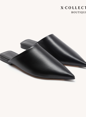 Xcollection boutique23新品高端线简约尖头平底包头拖凉鞋女