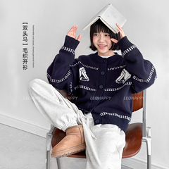 LEOHAPPY女童毛衣开衫羊毛衫儿童外套2025新款针织衫亲子毛织上衣