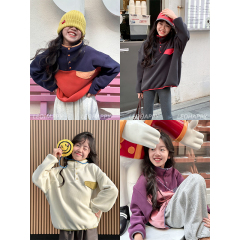 LEOHAPPY女童卫衣2024新款加绒儿童外套秋冬奥粒绒中大童套头衫