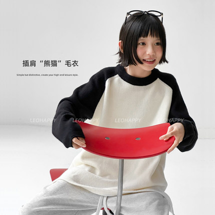 LEOHAPPY女童毛衣秋冬款儿童针织衫绵羊毛女大童打底毛衣亲子上衣