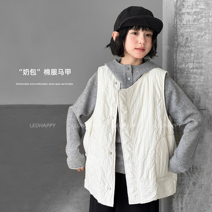 LEOHAPPY女童马甲外穿秋冬儿童外套2025新款棉服马夹加绒亲子上衣