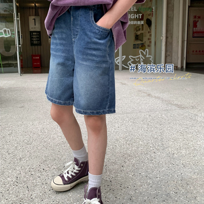 披肩女童短裤儿童牛仔休闲五分裤