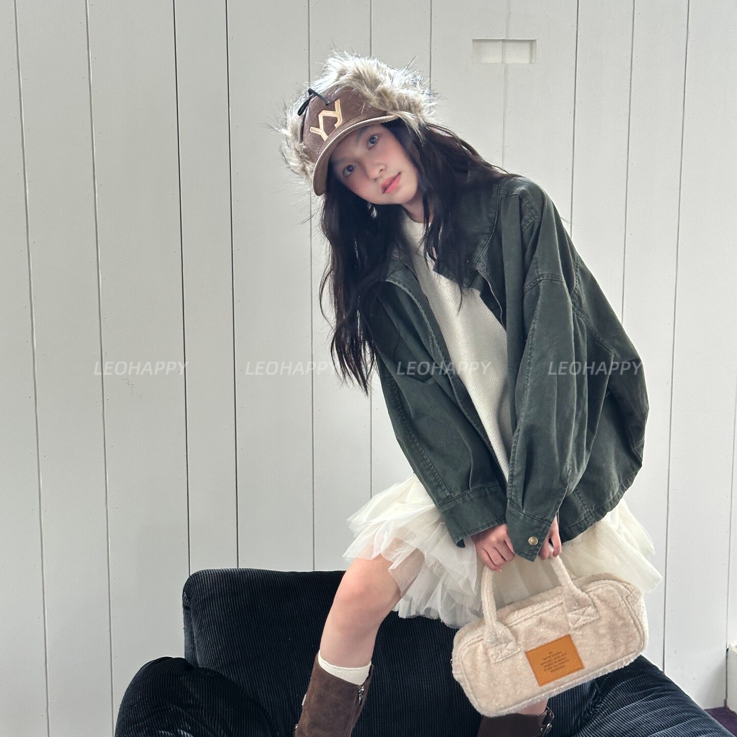 LEOHAPPY女童外套秋新款儿童牛仔外套做旧夹克中大童亲子休闲上衣图片