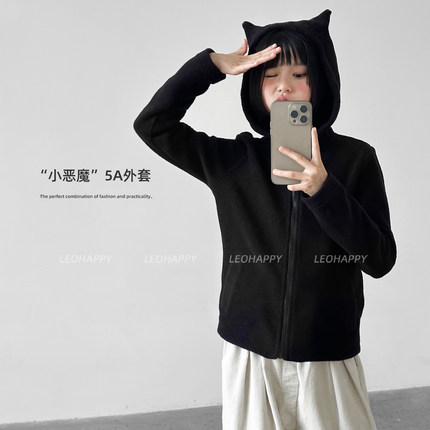 LEOHAPPY女童外套2025新款秋冬5A抗菌儿童开衫摇粒绒亲子保暖上衣