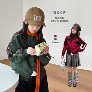 LEOHAPPY女童外套秋新款儿童卫衣外套双面拼色中大童休闲亲子上衣