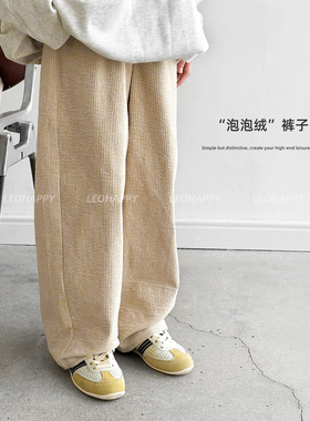 LEOHAPPY女童裤子秋2025新款儿童休闲裤灯芯绒裤子大童亲子直筒裤