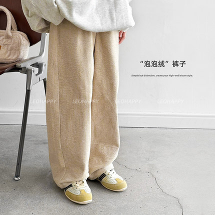 LEOHAPPY女童裤子秋2025新款儿童休闲裤灯芯绒裤子大童亲子直筒裤