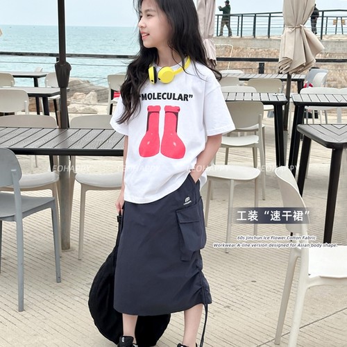 女童半身裙儿童速干侧边工装半裙