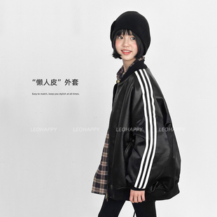 LEOHAPPY女童皮衣免洗秋冬棒球服儿童外套2025新款 棉服亲子皮夹克