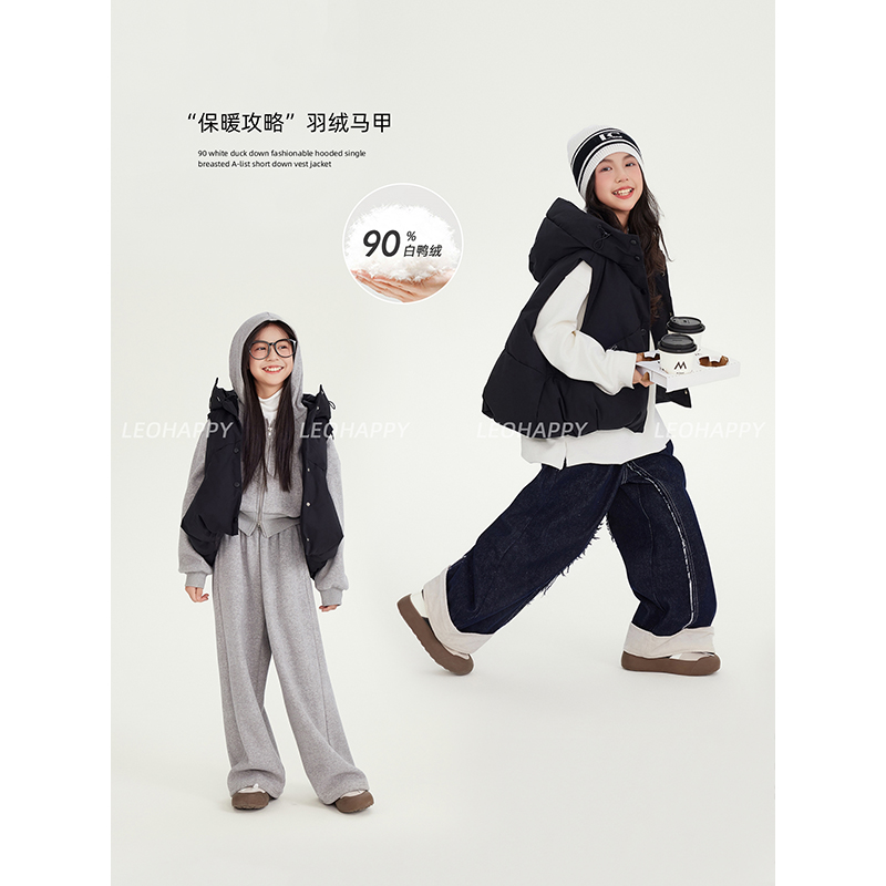 女童羽绒马甲白鸭绒儿童短款上衣