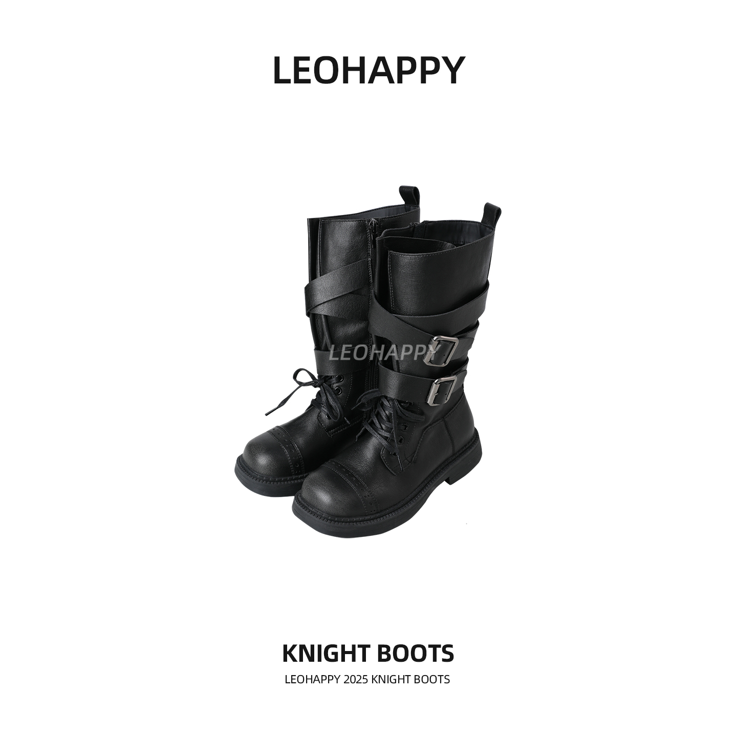 2025金属扣绑带亲子长靴