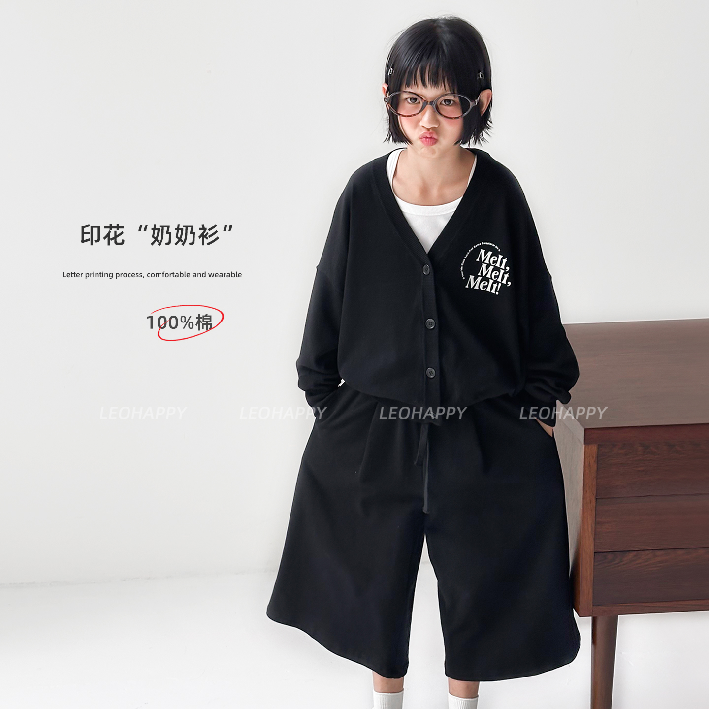 女童针织开衫外套绵羊毛亲子上衣