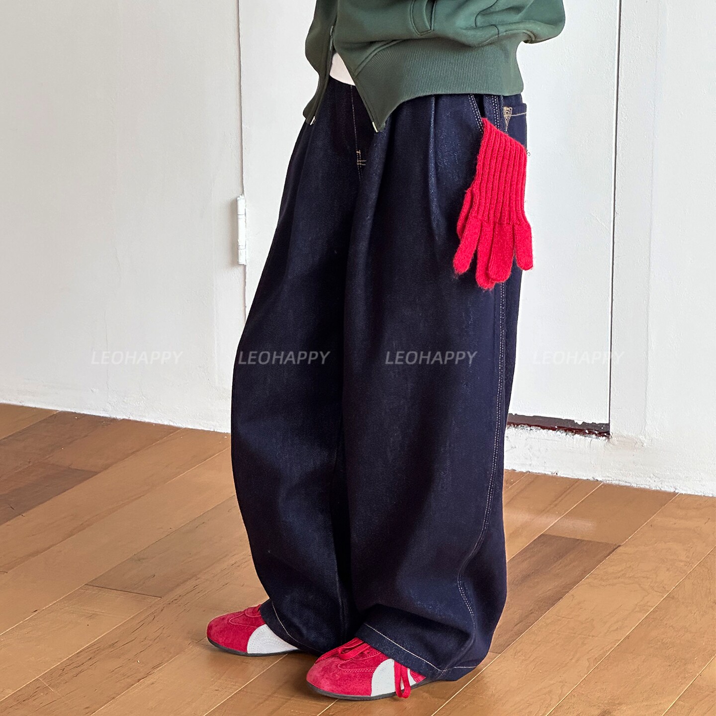 LEOHAPPY女童牛仔裤秋季新款儿童裤子女孩萝卜裤中大童休闲直筒裤图片