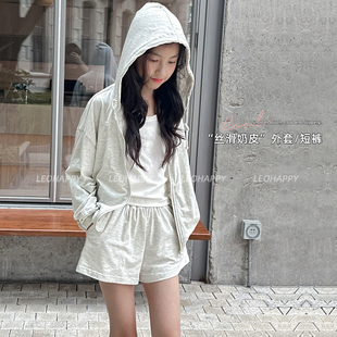 LEOHAPPY女童卫衣套装 外穿大童休闲两件套N 春夏儿童卫衣外套短裤