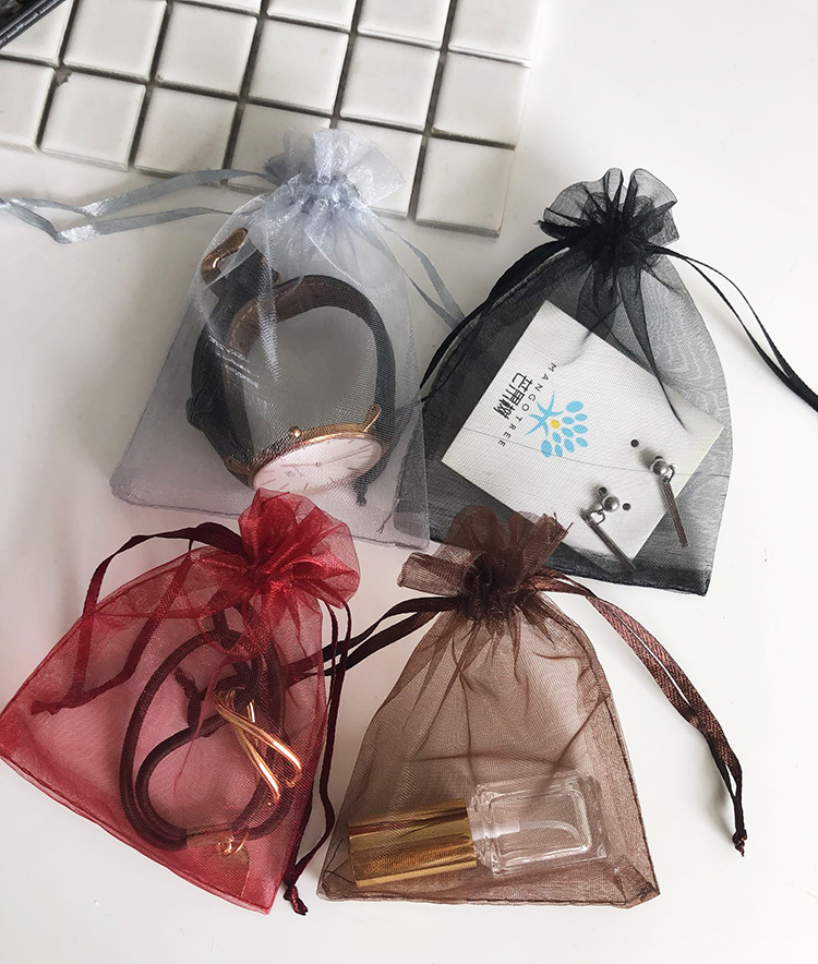 黑色网纱束口袋饰品手表项链首饰包装袋小号抽绳袋香皂小样收纳袋