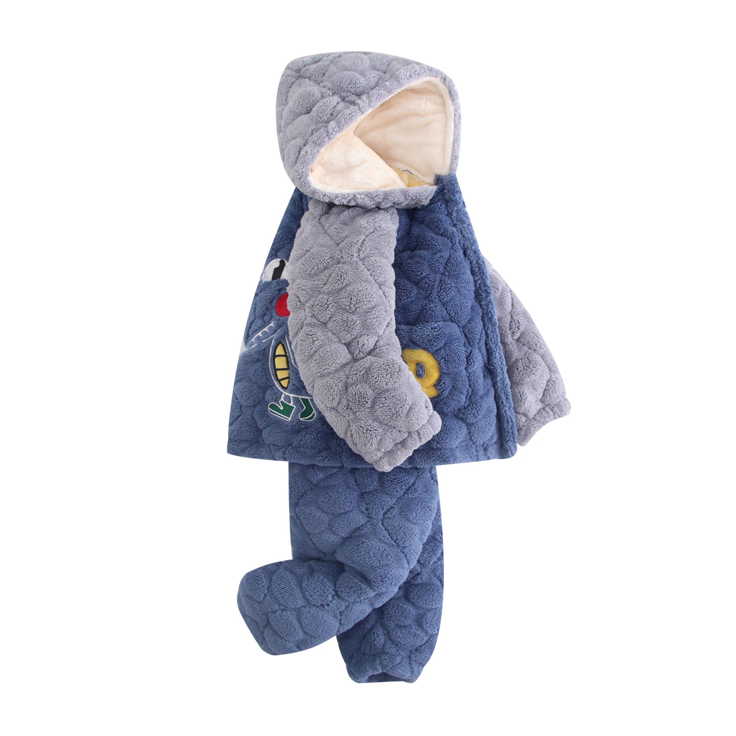 儿童法兰绒冬季加厚夹棉睡衣