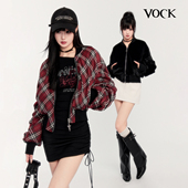 正反两穿设计感格纹加厚毛绒保暖短款 VOCK 摇滚序章 显瘦辣妹外套