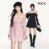 高智感复古气质条纹露肩收腰显瘦吊带裙子衬衫 VOCK 艺术系 连衣裙