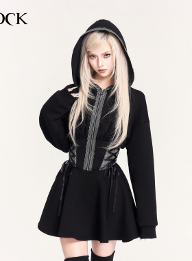 VOCK 月夜誓约 暗黑魔女加绒长袖连帽卫衣裙小个子收腰显瘦连衣裙