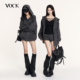 VOCK 两件套装 街头随拍 休闲慵懒运动风辣妹连帽卫衣外套阔腿短裤