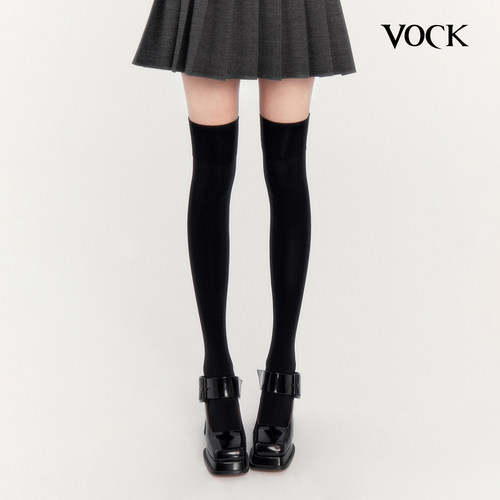 VOCK 超好穿私物推荐 日系JK天鹅绒过膝防滑瘦腿塑型高筒袜大腿袜
