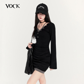 假两件V领收腰显瘦长袖 VOCK 调性进阶 包臀内搭打底裙连衣裙辣妹