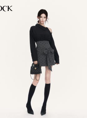 《鹦鹉梨严选》VOCK 千金特调 波点蝴蝶结两穿衬衫裙VK26JL007C